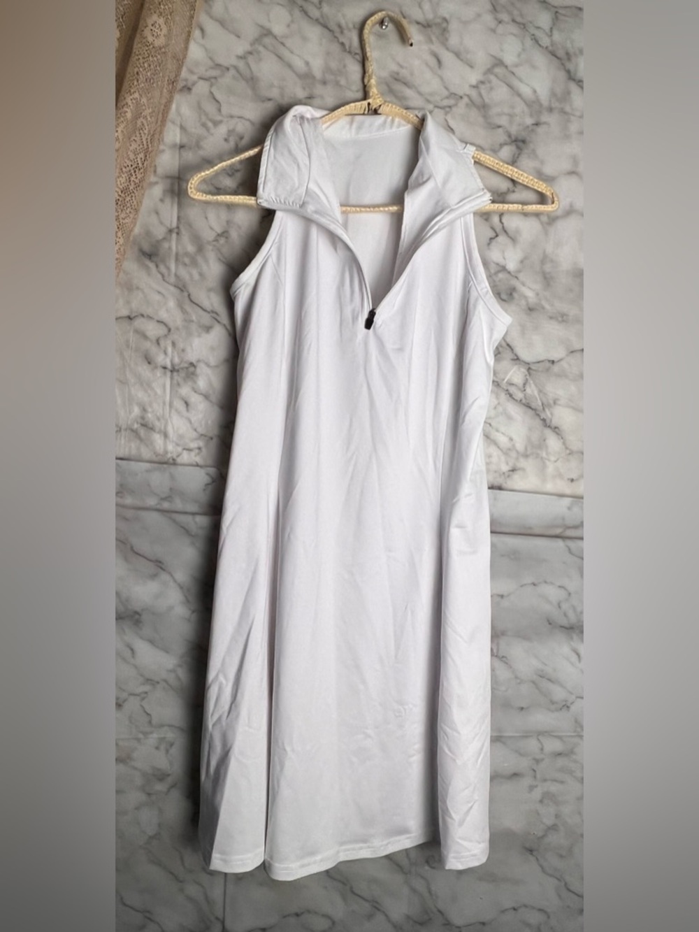 Tennis Zip front top Dress Old Money Athleisure Bright White S Sporty Preppy